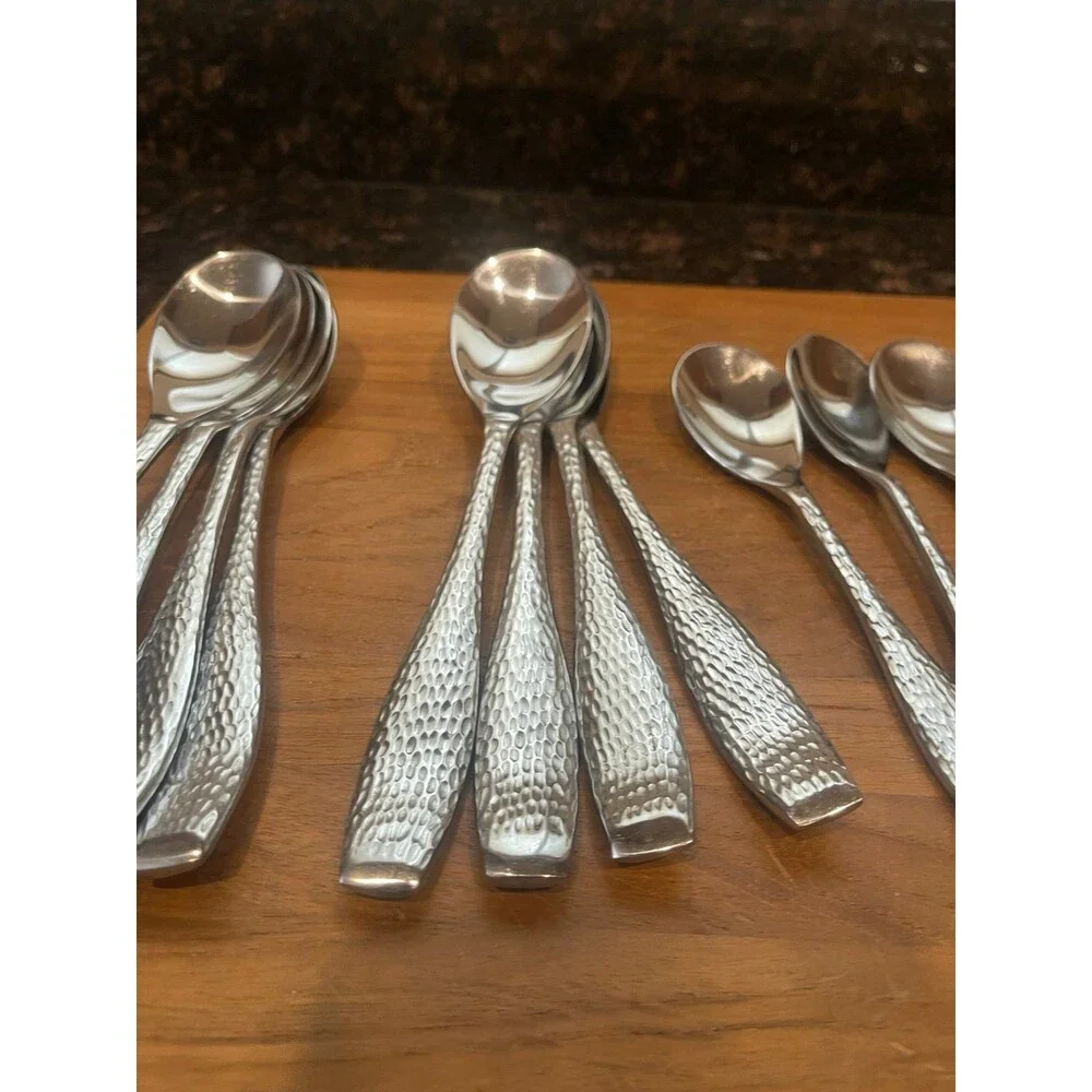 17 pc Heritage Hammered Stainless Flatware - Mixed Lot